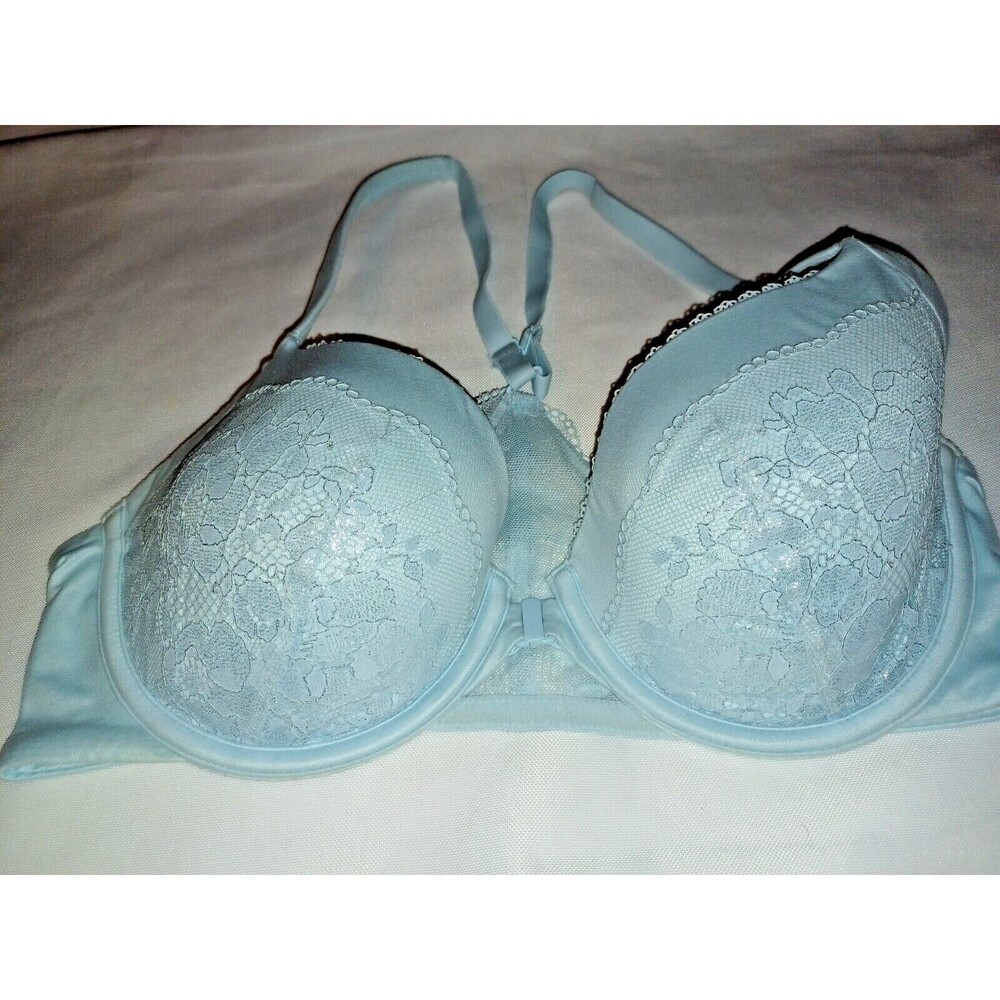 Victoria Secret 34D BRA Body By Victoria Racerback demi shine lace blue women's